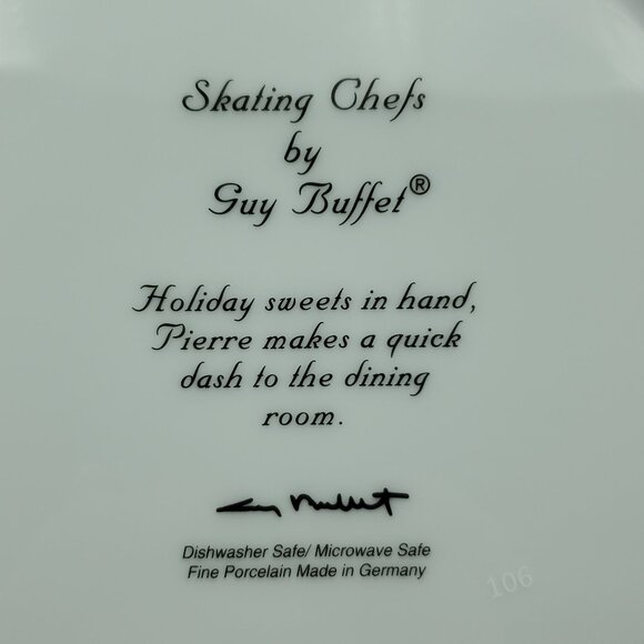 Williams Sonoma Skating Chefs by Guy Buffet Dinner Plate Pierre Serving Plate - Picture 4 of 4